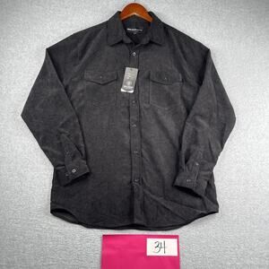 Molokai Surf Co Corduroy Long Sleeve Shirt L Button Pockets Black New NWT Mens
